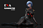 Anime 1920x1251 JiaNan CGI women blue hair Neon Genesis Evangelion Ayanami Rei bodysuit black clothing nipple bulge short hair simple background