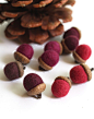 Felted Acorns - set of 10 in reds