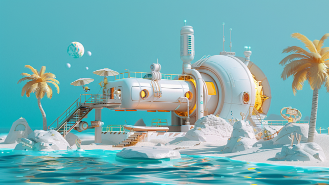 海边的工作站，梦幻色调