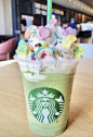 This contains an image of: 50+ Starbucks Drinks For Your Next Order : Matcha Frappuccino with Whipped Cream + Sweet
