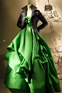 Oscar de la Renta gown, Balenciaga jacket. In the window of Bergdorf-Goodman ~