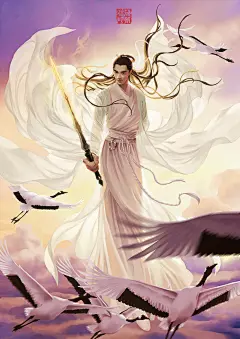 花千骨——御风而来-Jovie薇_唯美,厚涂,花千骨_涂鸦王国插画