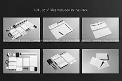 信封信纸名片文件夹品牌vi应用空白贴图ps文具样机素材国外设计模板下载_颜格视觉
