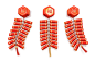 鞭炮东方中国日式传统经典新年节日装饰元素矢量素材 :  