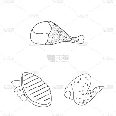 食品,格子烤肉,图标集,农业,脆,热,配方,清新,翅膀,油炸