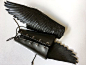 Raven wings Crow wing bracers Pair of tooled by Gemsplusleather