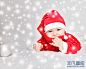 圣诞帽可爱宝宝高清桌面背景图片下载-非凡图库