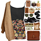 A fashion look from January 2016 featuring loose cardigan, crew neck shirt and floral skirt. Browse and shop related looks.