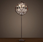 Foucaults Iron Orb Crystal Floor Lamp, Rustic Iron eclectic floor lamps