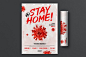 新型冠状病毒“待在家中”主题预防宣传单PSD海报模板素材下载 Corona Stay At Home Poster
