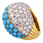 CARTIER PARIS Diamond and Turquoise Dome Ring, 1950's@北坤人素材