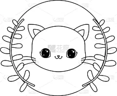 可爱的,圆形,王冠,猫,动物头,边框,野生动物,动物,农场,儿童