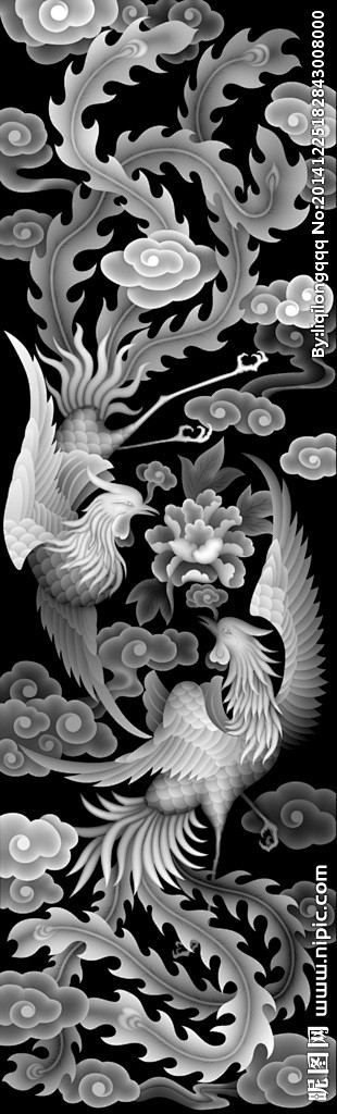 精品双凤灰度图