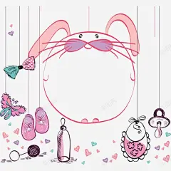 卡通背景高清素材 创意动物 创意卡通背景 卡通动物 奶瓶 蝴蝶结 鞋子 元素 免抠png 设计图片 免费下载