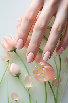 裸色森系小清新美甲设计