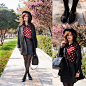 Banggood Blouse, Trendy Legs Tights, Braska Brogues, Mango Coat, Zara Bag, V Intage Leather Skirt