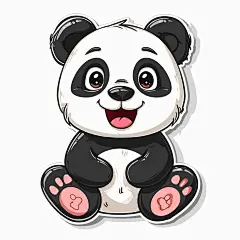 可爱扁平风熊猫元素素材
