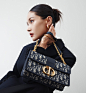 Sac chaîne 30 Montaigne Small Toile jacquard Dior Oblique bleu