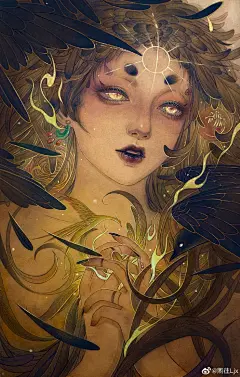 国风工笔水彩插画人物