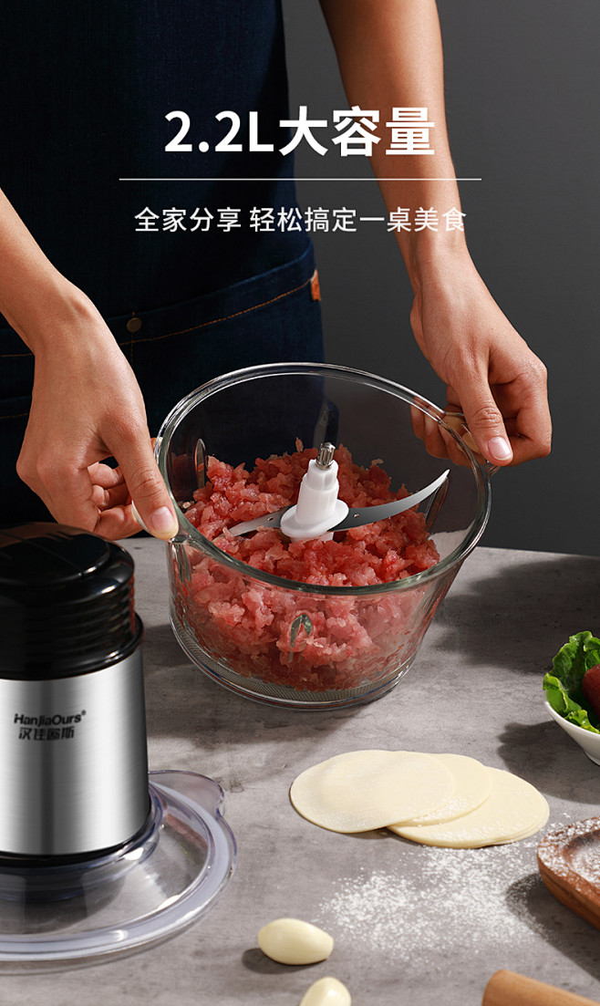 汉佳欧斯绞肉机家用电动小型全自动打碎肉馅...