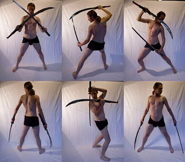 【绘画参考】5种武器69个打斗动作（动态...