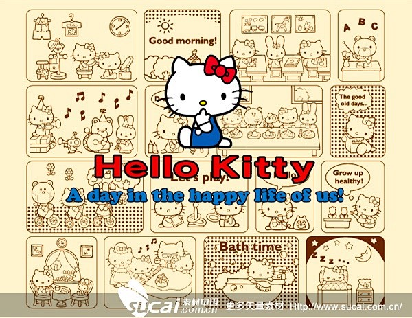 hello Kitty可爱卡通插画矢量素...