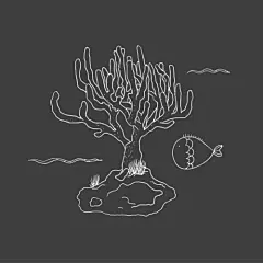 手绘可爱卡通鱼海洋生物插画
