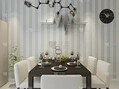 3D效果图，温馨餐厅区域设计，木制桌椅