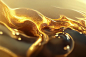 Photo liquid gold metallic dynamic glossy fluid abstract luxurious background digital 3d illustration
