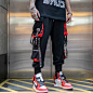 暗黑工装裤男潮牌束脚hiphop欧美街头宽松韩版潮流个性嘻哈裤子男-淘宝网