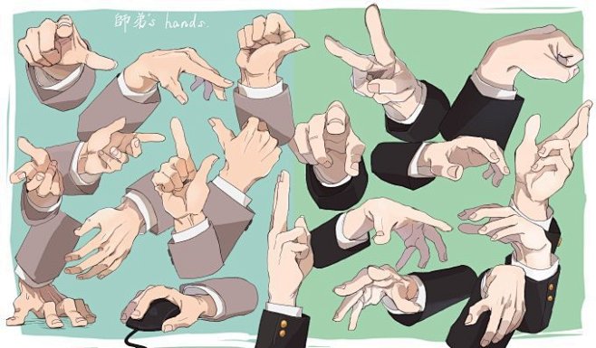 #绘画参考# #二次元# 手的绘制参考 ...