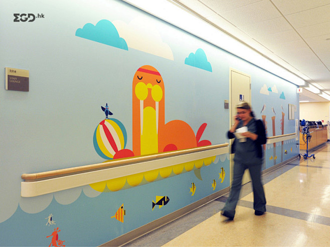 MATTEL儿童医院环境图形艺术墙纸设计...