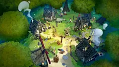 This may contain: an aerial view of a village with lots of trees