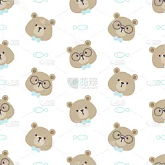 可爱的,四方连续纹样,熊,背景,眼镜,领结,纺织品,野生动物,壁纸,柔和色