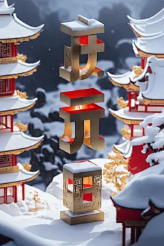 庆元旦元旦立体字场景模型