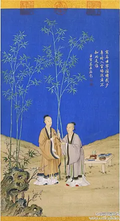 【 清 郎世宁《平安春信图》 】 这是一幅人物肖像画，画幅上并没有作者的款印，但画面上方有乾隆皇帝自题的一段诗文：“写真世宁擅，缋我少年时，入室皤然者，不知此是谁？壬寅暮春御题。”从诗中可以确认画幅的作者是供职清廷的意大利画家郎世宁。故宫藏品。