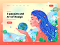 Hero section illustration for art site women girl fantasy illustration landing page banner homepage illustration website illustration web page illustration earth planet modern illustration playfull illustration hero image home page illustration earth moth
