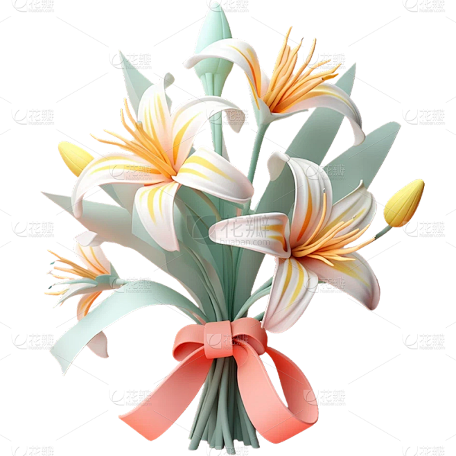 通用软3D风花丛花束花元素素材