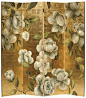 folding screen - hand-painted wood folding screen with floral design on an antiqued goldleaf background
