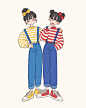 Photo by たなか on January 12, 2021. May be an illustration of one or more people, people standing, outerwear and stripes.