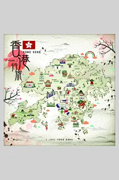 插图简约高端大气旅行插画矢量素材