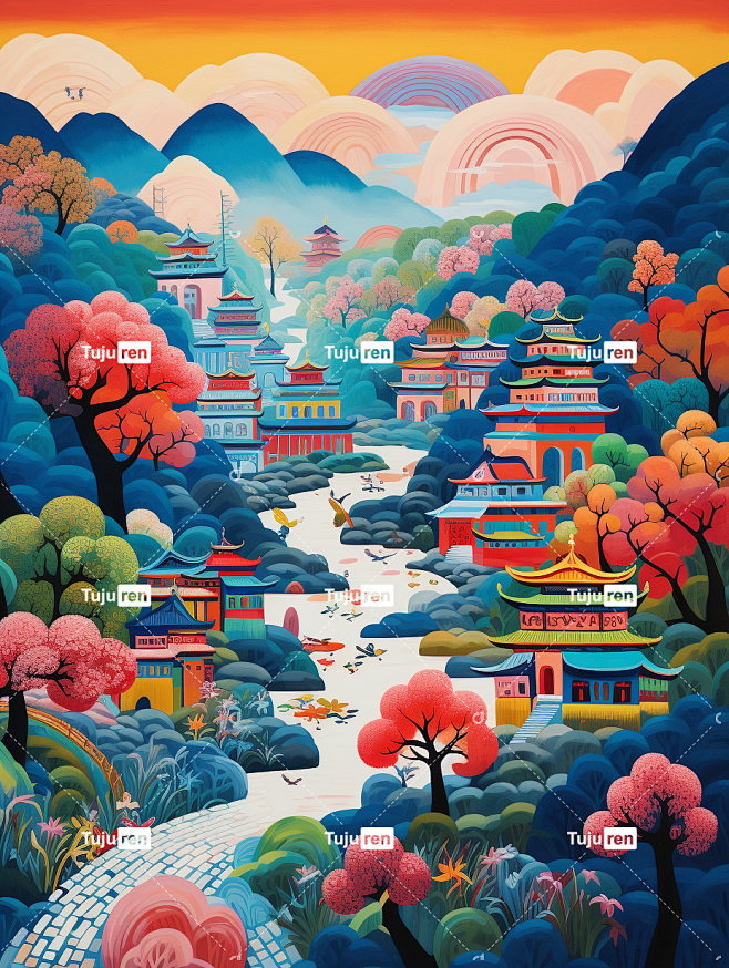 中式山水乐园村落艺术