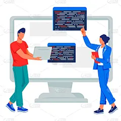 商业人士学习信息图表。分析和市场调研，平向量。