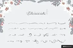 手绘花卉 花卉 插画 元素 HandDrawnFloralKit 花纹花边图案设计平面设计