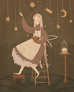 俄罗斯插画师August Ro作品，温暖人心的画风。

#手帐素材插画手绘##艺术秀# ​​​​