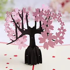 品妮樱花树 纸雕新年创意新奇浪漫礼物表达祝福卡片3D立体贺卡