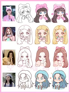 Q版头像插画女明星篇附绘画步骤 - 小红书