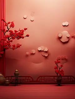 大红色中国风海报背景电商海报背景