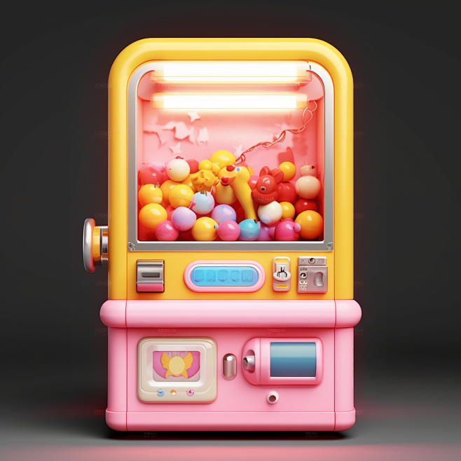 Claw Machine, pink, c4d, e-commerce, pure white background