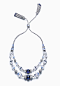 Boucheron Trésor de Perse necklace featuring two strings of diamonds that run through rock crystal and join in the centre with two cabochon sapphires.@北坤人素材